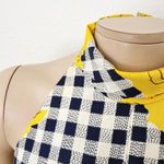 [Vintage] 70s Yellow Gingham Floral Print High Neck Halter Maxi Dress Sz Small S Photo 14