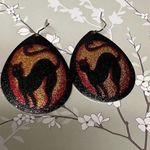 *B2G1 Black Cat Earrings Handmade Spooky Halloween Jewelry Pierced‎ Metal CNK Photo 0