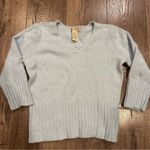 Apostrophe Womens Sweater Angora Rabbit Fur Blue V Neck Large Petite Soft Fuzzy Photo 2