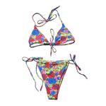 Triangle Cheeky Bright Floral Print Bikini Large Multicolor Photo 2