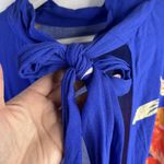 Free People  Size S Mini Dress Gemma Floral Tunic Long Sleeve Blue Open Back Boho Photo 6