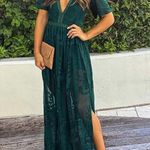Green Maxi Short Sleeve Lace Dress Size L Photo 5