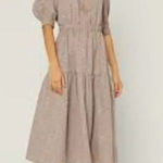 Anthropologie  current air floral jacquard puff sleeve cut out‎ midi dress size S Photo 0