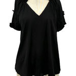 Current Air  Los Angeles‎ Black Ruffle Short Sleeve Blouse Size Small Photo 0