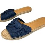 Marc Fisher Sandals Womens 7M Valey2 Blue Denim Bow Espadrille Slip On Preppy Photo 1