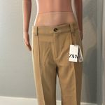 ZARA  NEW WOMAN FULL LENGTH STRAIGHT LEG FRANCOISE TAN BROWN PANTS XL NWT #181 Photo 4