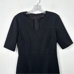 Trina Turk | Black Crape Textured Scotch Notch Neck Sheath Dress Sz. 4 Photo 3