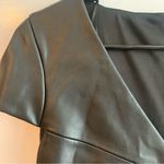 ZARA NWT  Black Faux Leather Ruched V-Neck Mini Dress XS Photo 5