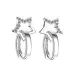 Boutique NEW Women'sā 2 Piece Platinum Plated S925 Starry Diamond Simulant Hoop Earrings Photo 2