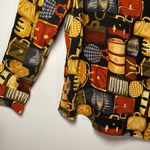 J. McLaughlin  for Sanyo Vintage 100% Silk Purse Print Button Down Blouse size 10 Photo 3