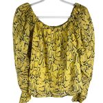frame denim FRAME Off-The-Shoulder Billow Sleeve Top Python Pattern Size Medium Photo 9