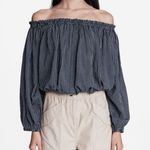 Rag and Bone  Mimi navy striped over the shoulder top blouse Photo 0
