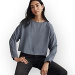 Madewell  Relaxed Tulip-Back Top Women's XS Blue Gray Long Sleeve Open Back NWT Photo 8