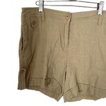 AB Studio  Womens Size 4 Casual Beige Shorts Linen Blend Lightweight Side Pockets Photo 4