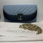Jimmy Choo Blue Denim Curve Clutch w/ Chain Shoulder Strap - NWT Photo 3