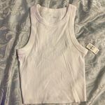 Aerie White Ribbed Tank Top Photo 3