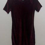 Burgundy Velvet Short Sleeve Dress Red Photo 0