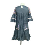 Free People  Pavlo Embroidered Smock Dress Black Purple Floral‎ Size XS Photo 8