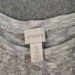 Chico's Chico’s Metallic Silver Animal Print Sweater Tunic Top Size 3/XL Short Sleeve Photo 3