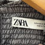 ZARA  Medium Gray Baby Doll Blouse Puff Sleeves Smock‎ Chest Photo 2