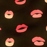 Cato  NWT Black and Pink Lip Puff Sleeve Top with Ruched Tie Front Elastic sleeve Photo 7