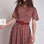 NWT Boden Louisa Short Jersey Dress Chestnut, Painted Dot size US 8 Long Photo 0