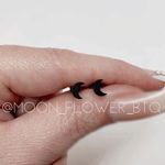 16g Tiny Black Moon Flat Back Earrings Photo 2