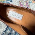 Vintage Calico Two Tone Leather & Canvas Loafers With Tassel And Buckle Detail Brown Size 8 Photo 3