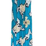 Tbags Los Angeles maxi dress with halter beading blue yellow size small Photo 2