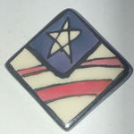 Vintage Patriotic Star Ceramic Enamel Boho Brooch Pin Red Photo 0