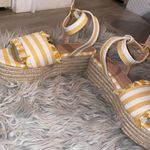 Charlotte Russe Yellow Striped Sandal Wedges Photo 1