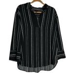 Ann Taylor Factory Black & White Stripes Flowy Oversized Boxy Long Sleeve Blouse Photo 0