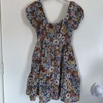 American Eagle Floral Button-Front Puff Sleeve Tie-Back Mini Dress XS Photo 2