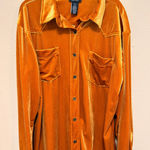 Wrangler  Retro Velvet Button Up Shirt Womens Large Orange Y2K Western Photo 0