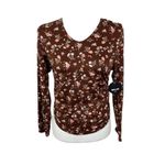 NWT Jolie & Joy by fctc Brown floral print top long sleeve size L Size L Photo 3