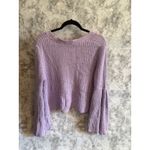 Free People Sweater V Neck Long Bell Sleeve Purple Knit Pullover S Photo 4