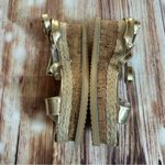 Pretty Little Thing  Gold Espadrille Lace Up Flatform Sandals Size 9 Photo 5