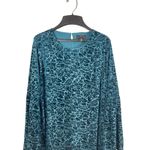 Adrienne Vittadini M Teal Blue Velvet Burnout Floral Long Bell Sleeve Dress Photo 1