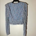 Endless Rose  Blue Floral Ruffle Blouse Cropped‎ size M sheer sleeves Photo 4