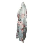 NEW Le Rose Women's Blue Floral Silk Satin Lace Bridal Long Sleeve Robe Size S/M Photo 1