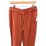 Anthropologie  The Nomad Cargo Pants Rust Orange Drawstring Waist Cropped L NWT Photo 1