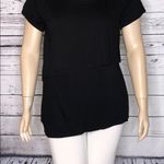 Dress Barn  Woman NWT Size 1X Black Tiered Ruffle Asymmetrical Hem Knit Top Photo 2