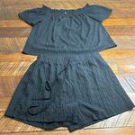 Boutique Textured Off Shoulder Top with Shorts Elodie Set Black Size L Photo 2