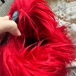 Red, White, Beige Faux Fur Handbag with golden chain Red Photo 3