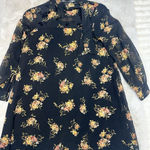 ZARA Basic Black Sheer High Neck Long Sleeve Floral Dress Size S Photo 0