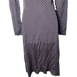 Maison Margiela navy red honeycomb pattern midi long sleeve silk dress sz XS Photo 1