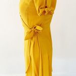 Lulus Lulu’s My Philosophy Golden Yellow Wrap Mini Dress NWT | Small Photo 8