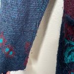 Vintage mohair Oriana Made In Italy Abstract Blue Knit Cardigan Sweater Small Photo 4