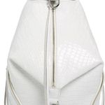Rebecca Minkoff White Silver Julian Croc-Embossed Leather Backpack Bag Purse Photo 2