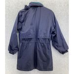 Woolrich  Women's Raincoat Blue Hoodie Size Small Nylon Jacket Cinch Waist long Photo 1